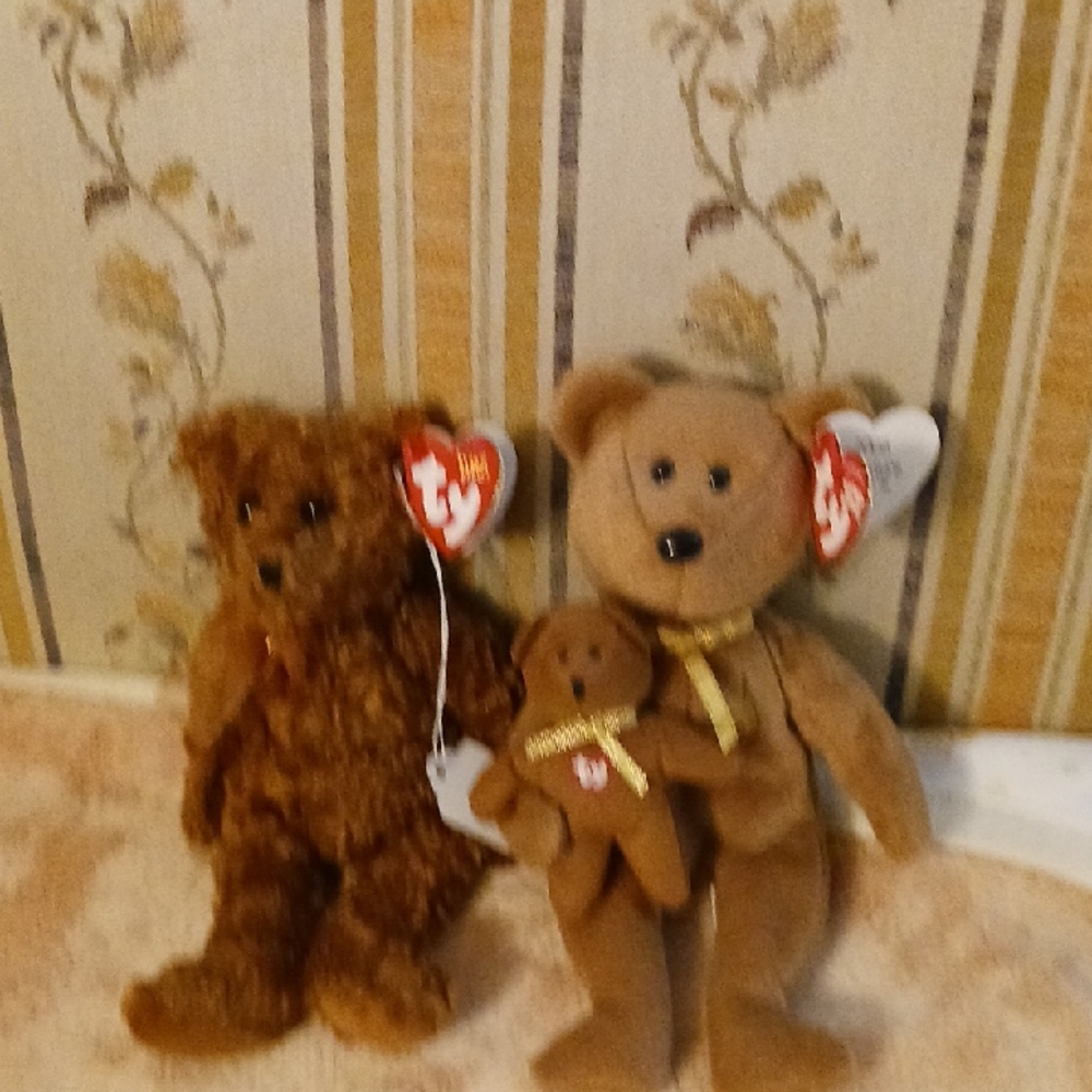 Ty Brown and Tan Bears Plush Set